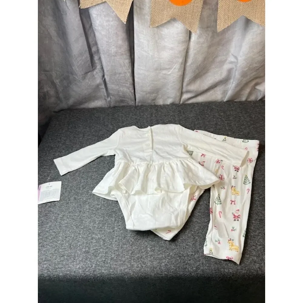 NWT Little Me My First Christmas 2PC Outfit Set 9 Months Baby Girl Beautiful